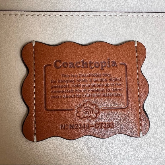 COACH Cloud Handle Tote In Coachtopia Leather CT383 Ivory Crossbody Shoulder Bag - Picture 11 of 16